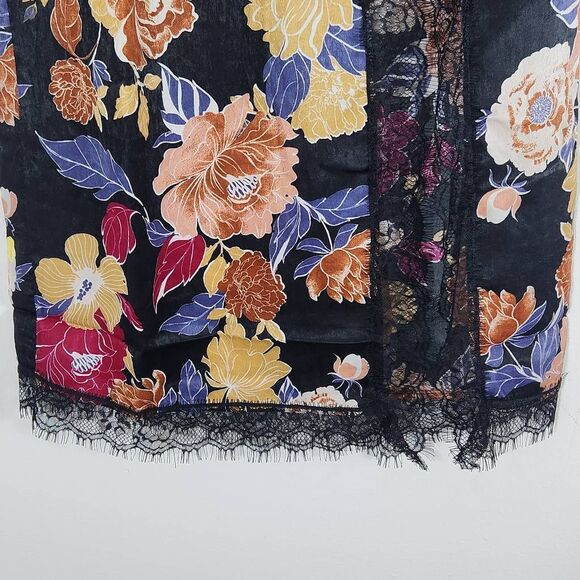 Band of the Free Black Floral Boho Midi Slip Skirt Size XS NWT Black Boho Skirt - Picture 3 of 10